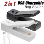 2 IN 1 USB Rechargeable Mini Bag Sealer, perfect for sealing food bags for freshness. Its compact design and USB charging feature make it convenient and practical for everyday use.